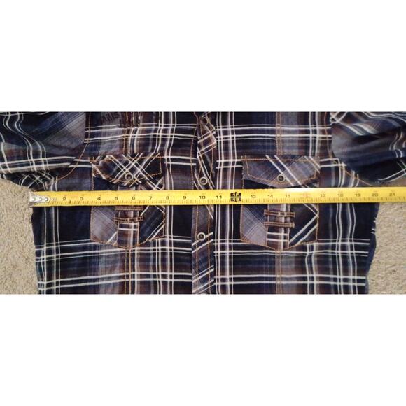 Buckle Black Label Plaid Button Up Long Sleeve Western Shirt Men Large Blue EUC - Picture 8 of 8